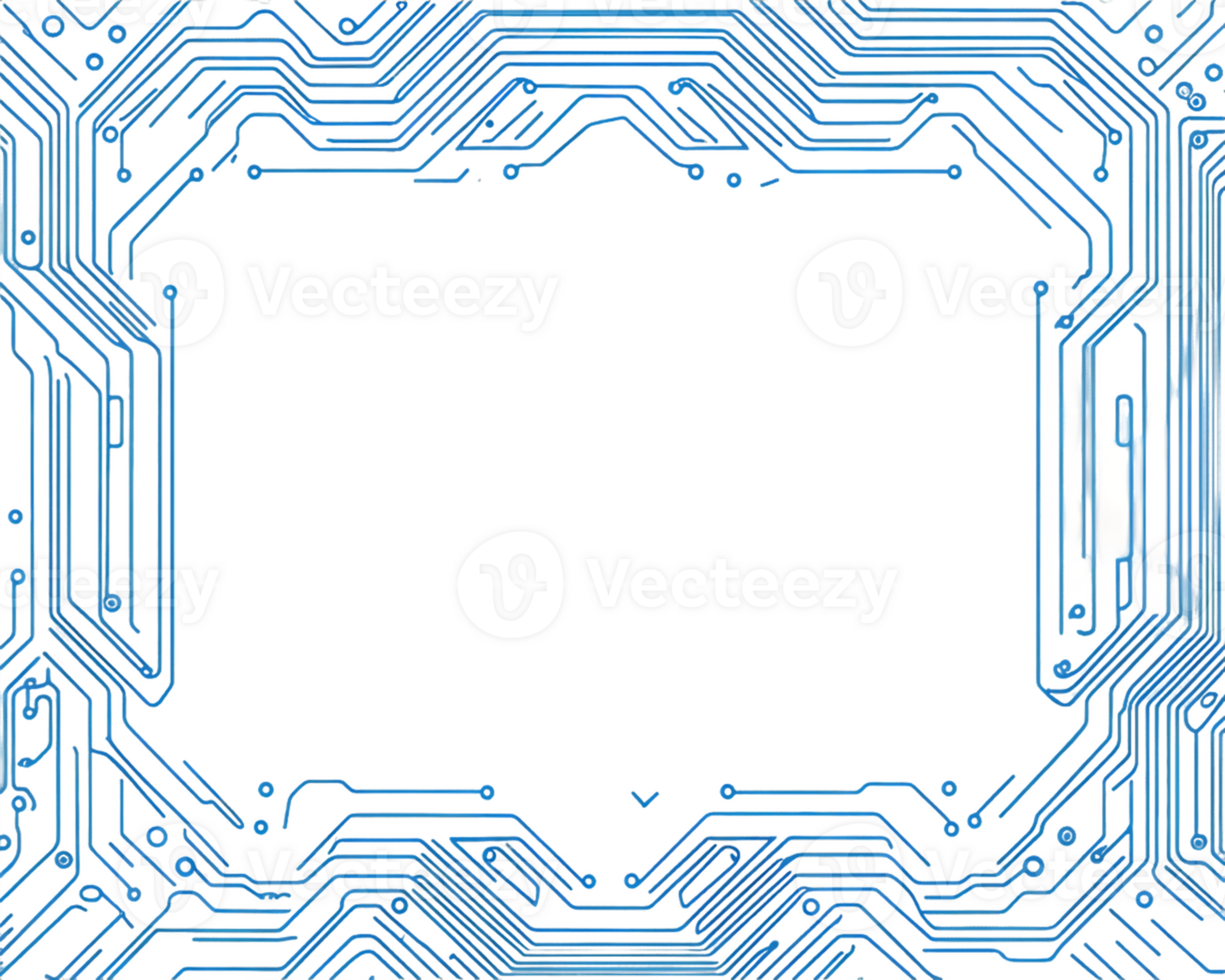 Glowing Blue Circuit Board Frame Abstract Technology Design png