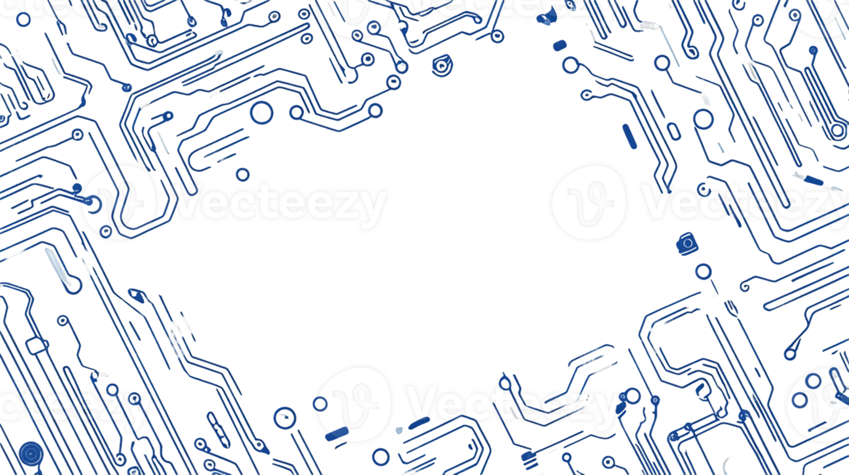 Intricate Blue Circuit Board Frame Abstract Technology Design png