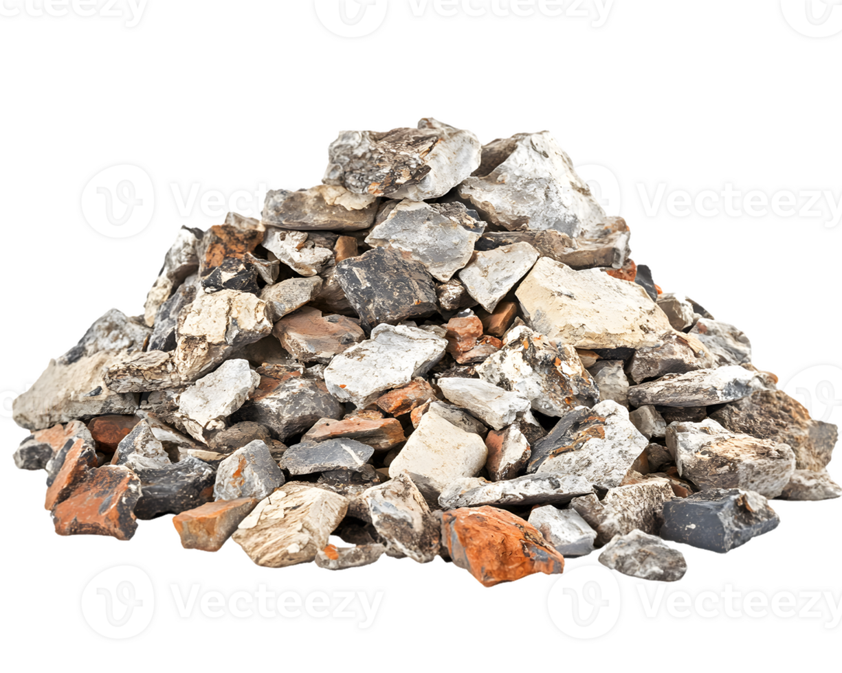 Pile Of Construction And Demolition Waste Broken Bricks, Stones And Concrete Pieces png