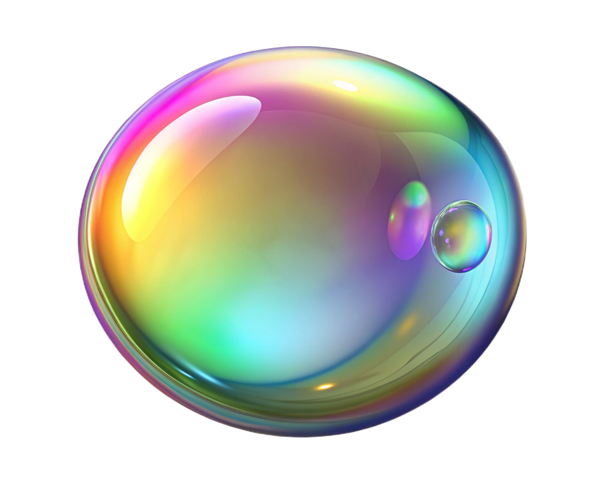 Iridescent Bubble Sphere, Rainbow Colors, Reflective Surface, Abstract Art png