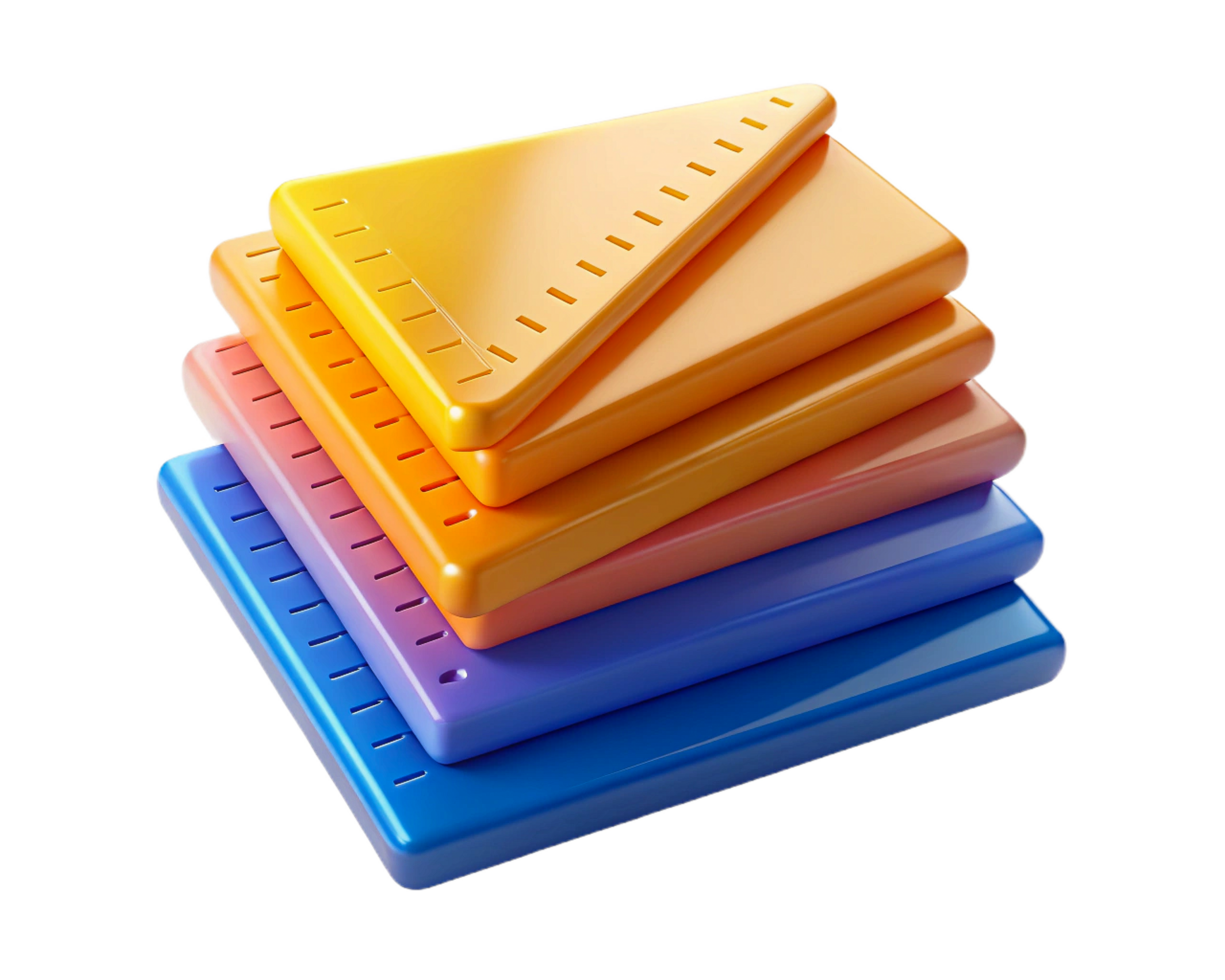 Stack of Colorful Glossy Rectangular Tablets with Perforations png