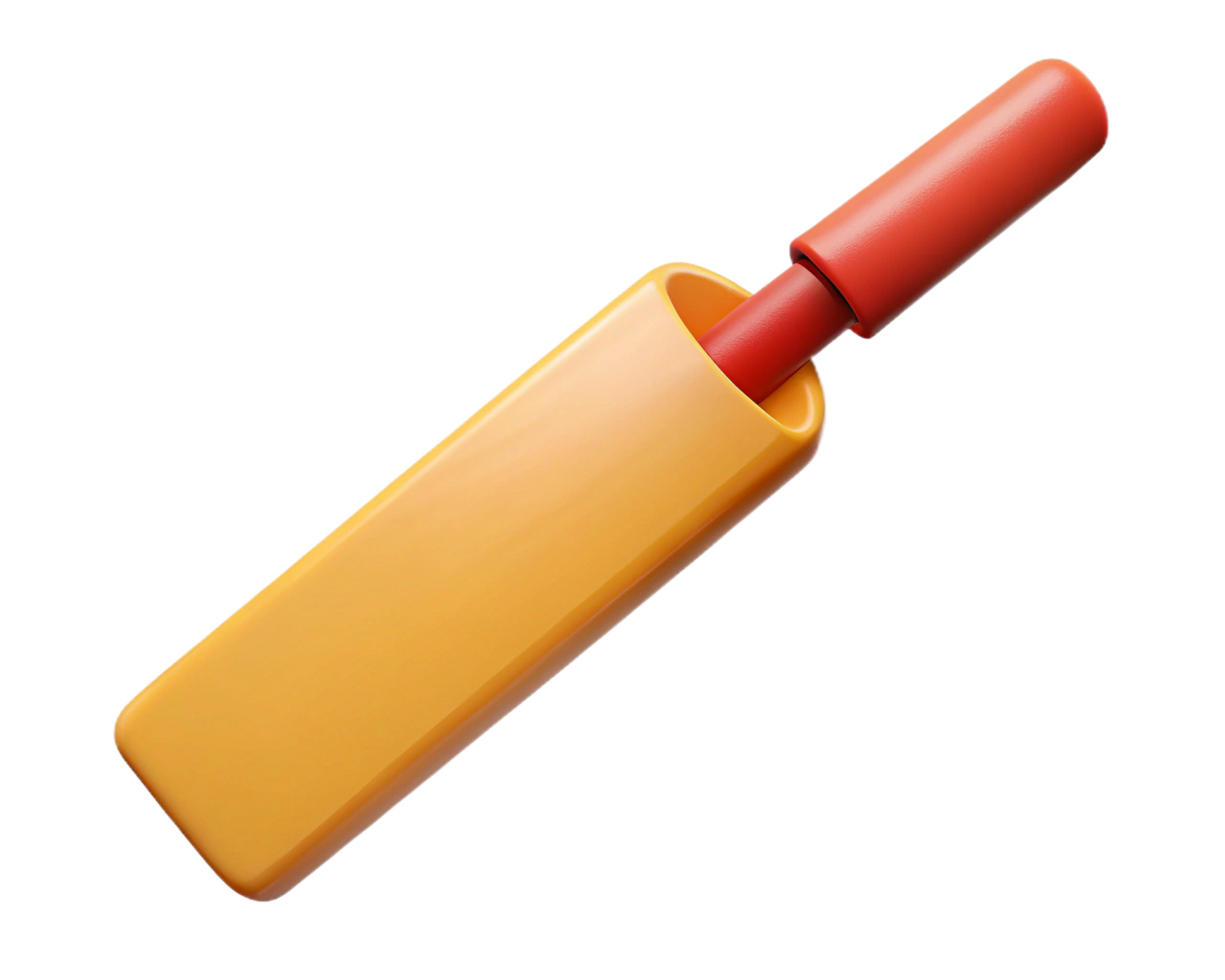Cricket Bat Icon, Sports Equipment, Game, Summer, Wooden, 3D Render, Illustration, Graphic, Design, png