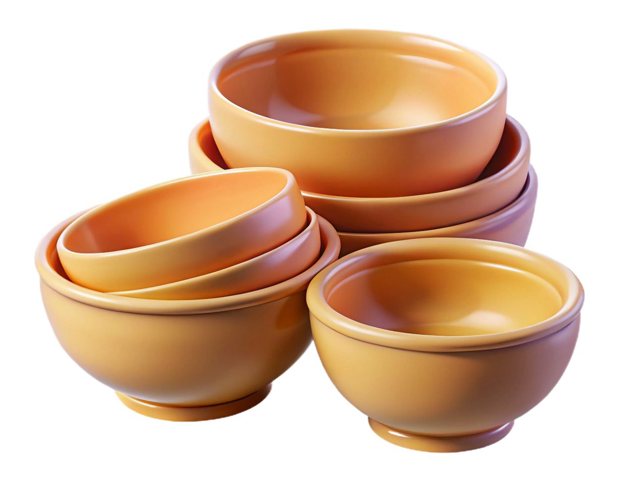 Stack of Ceramic Bowls, Kitchenware, Dinnerware, Orange, Round, Dishes, Cookware, Home, Food png