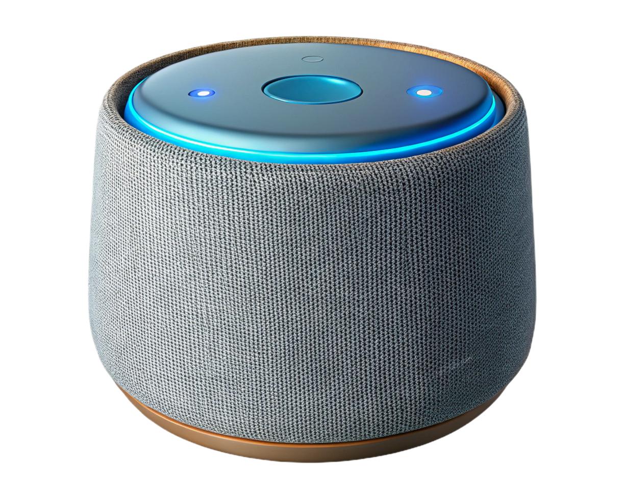 Smart Speaker, Voice Assistant, Fabric Cover, Bluetooth, Home Audio, Wireless, Modern Design, LED Li png