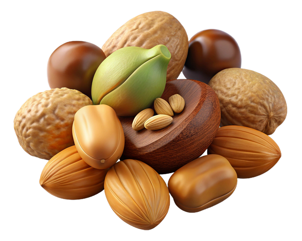 Assortment of Nuts and Seeds Argan, Almond, Walnut, Pecan png