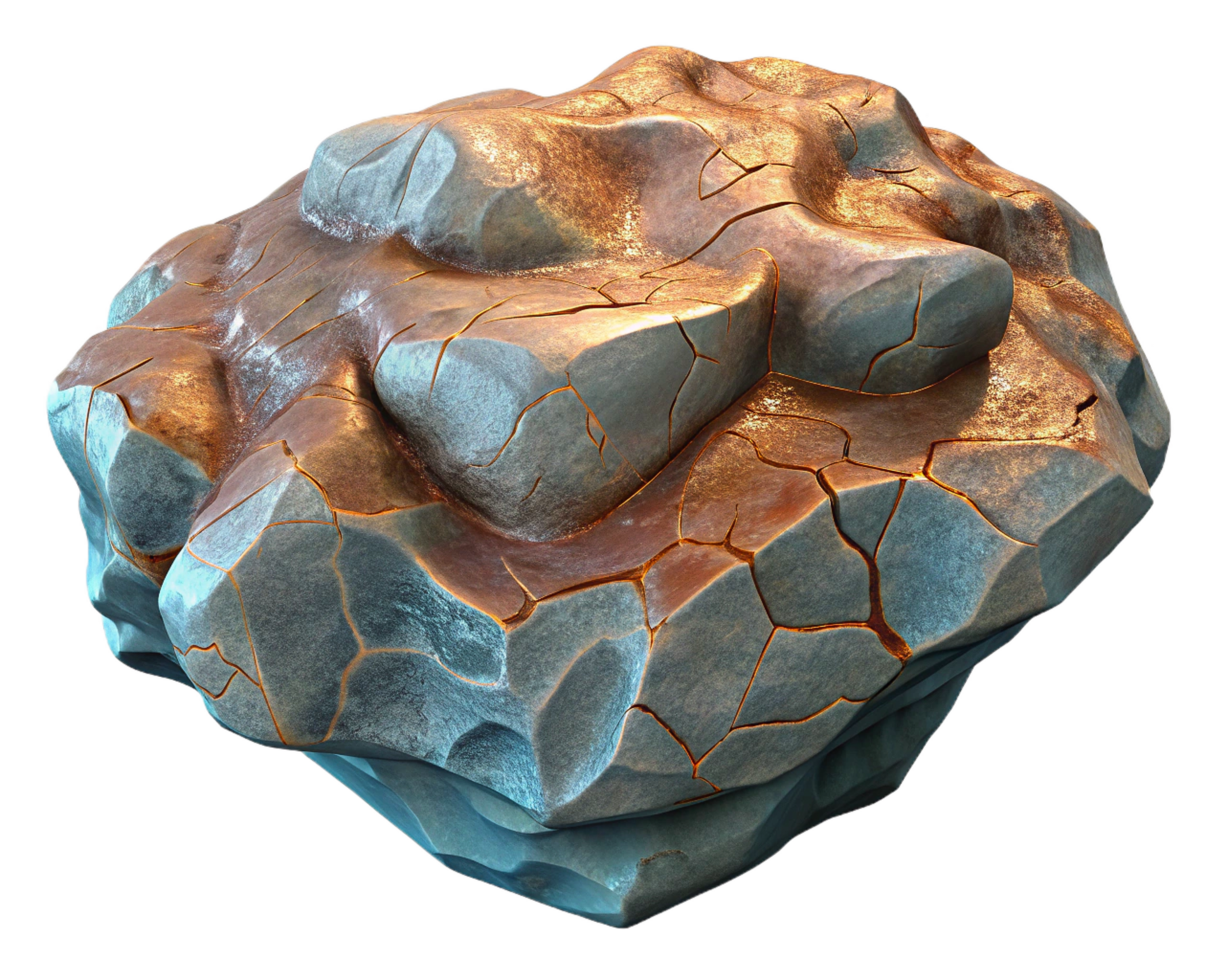 Cracked BlueGray Rock, Rusty Surface, 3D Render, Game Asset, Digital Art, Stone Texture, Irregular S png