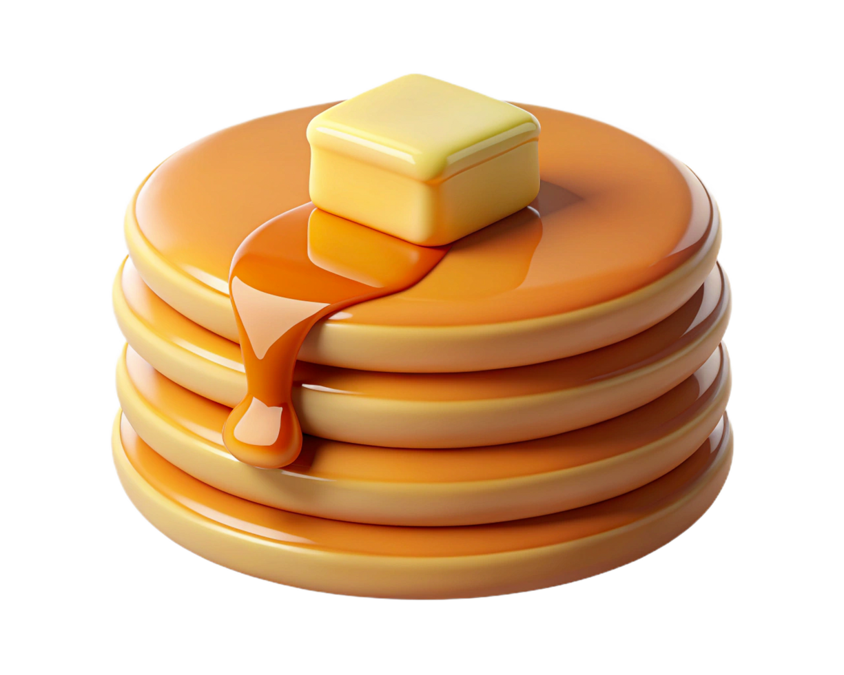 Delicious Buttery Syrup Stack Pancakes Breakfast Food Yummy Golden png