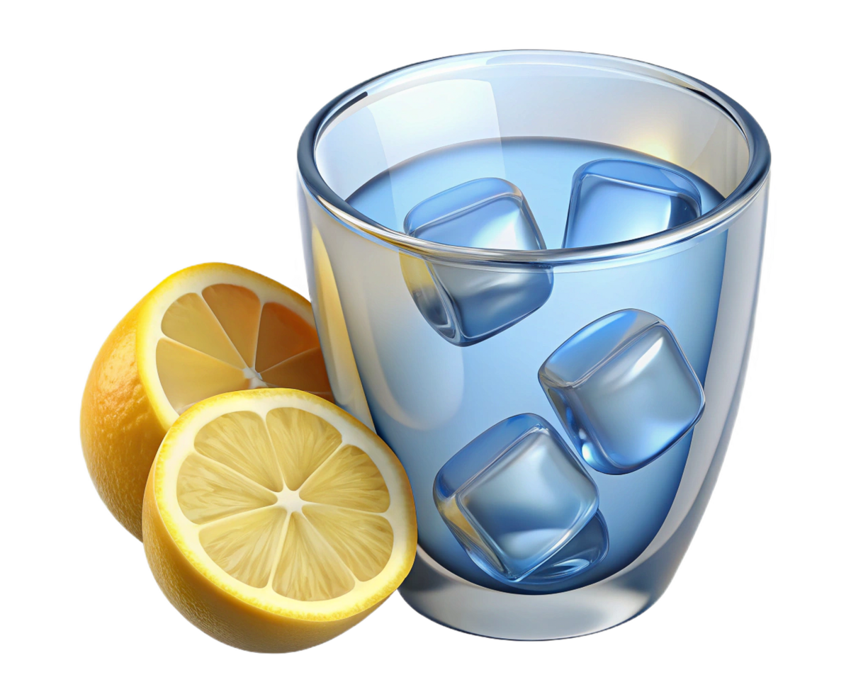 Refreshing Iced Lemonade Drink with Lemon Slices and Ice Cubes png