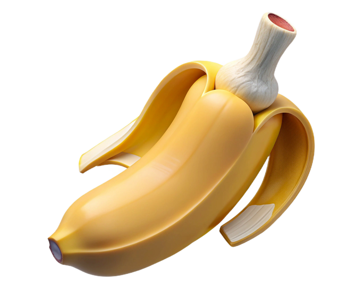 Peeled Banana Illustration, Fruit, Digital Art, 3D Render, Yellow, Vibrant, Graphic, Design, Abstrac png