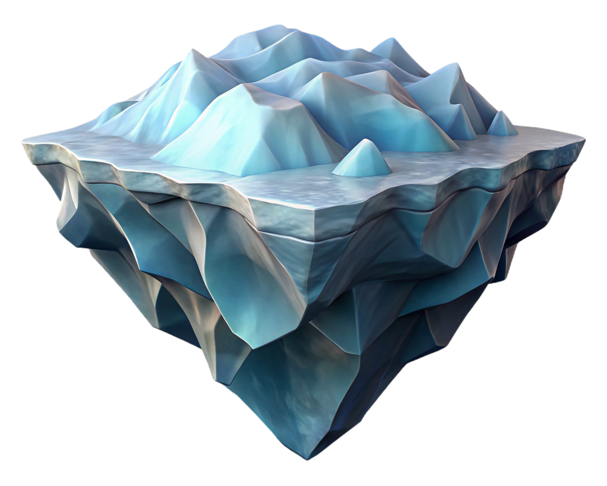 Floating Iceberg 3D Render Arctic, Antarctic, Glacial, Frozen, Cold, Winter, Ocean, Crystalline, Ice png