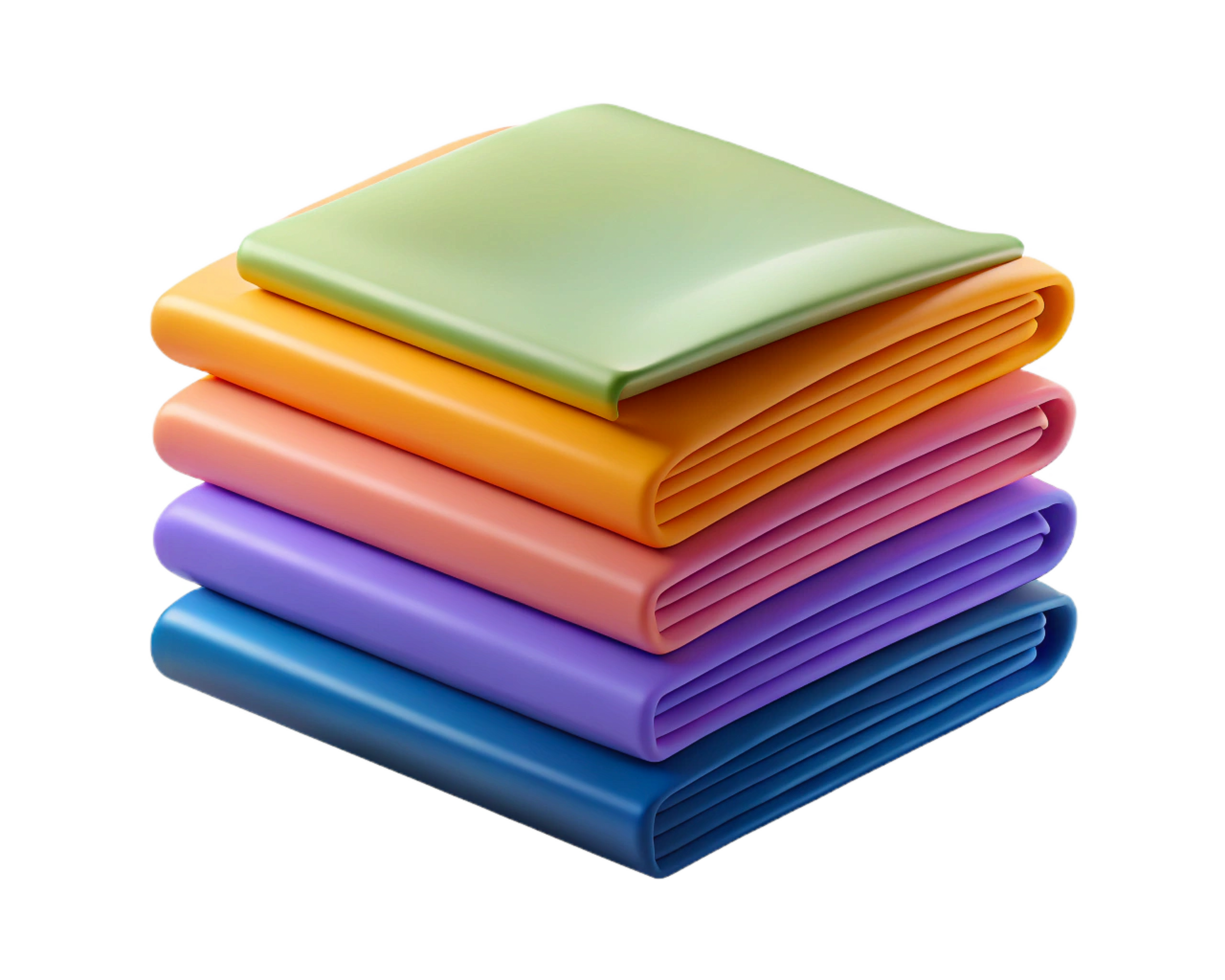 Soft Fabric Stack Colorful Textiles, Folded Layers, Smooth Surface png