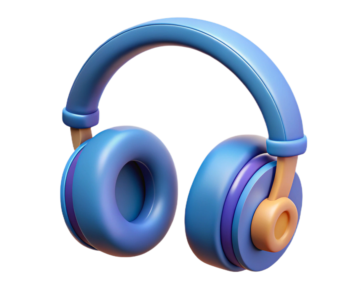 Stylish Blue Headphones, 3D Render, Music, Audio, Technology, Listening, Sound, Vibrant, Colorful png