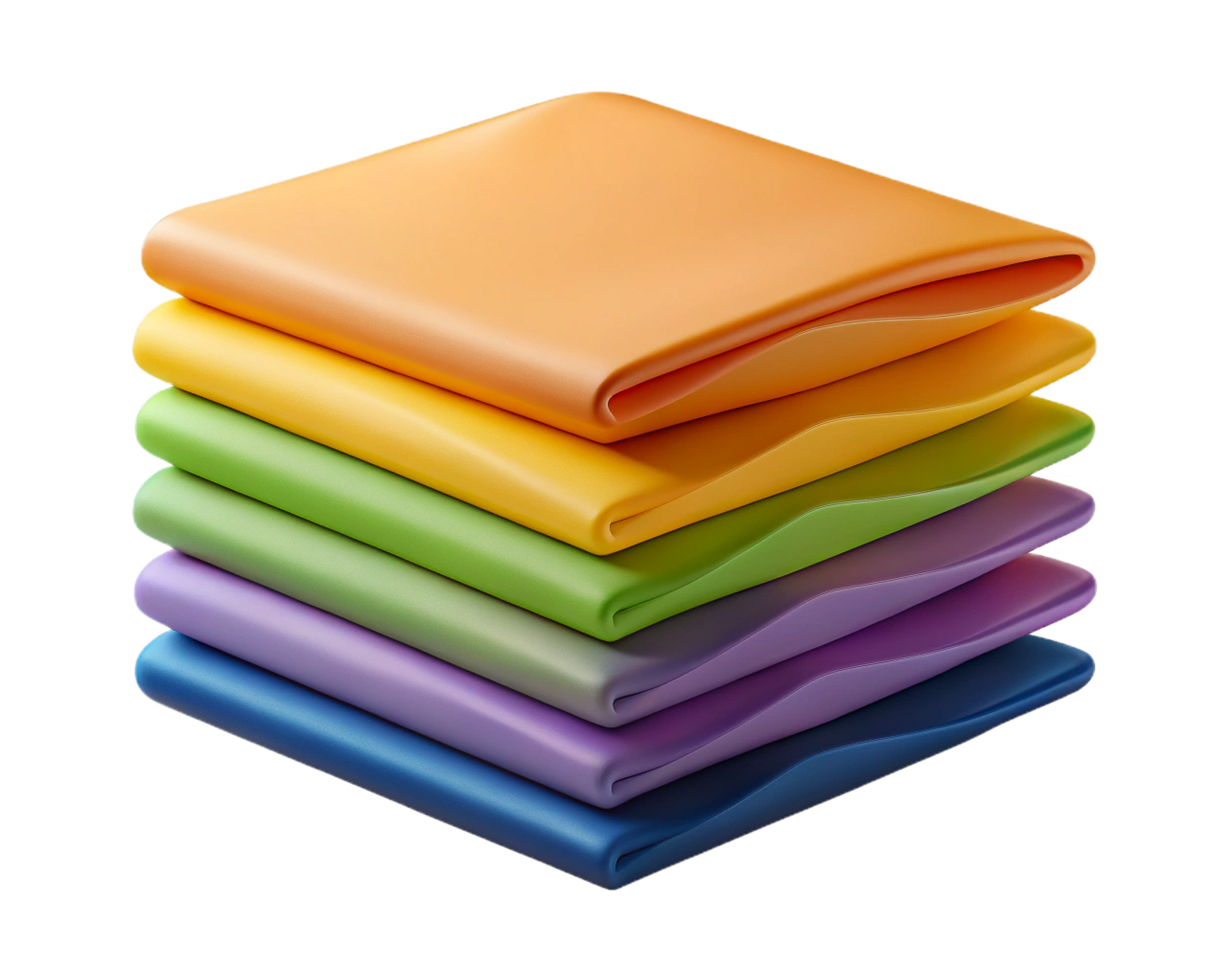 Colorful Fabric Stack Soft, Folded Textiles, Rainbow Hues png