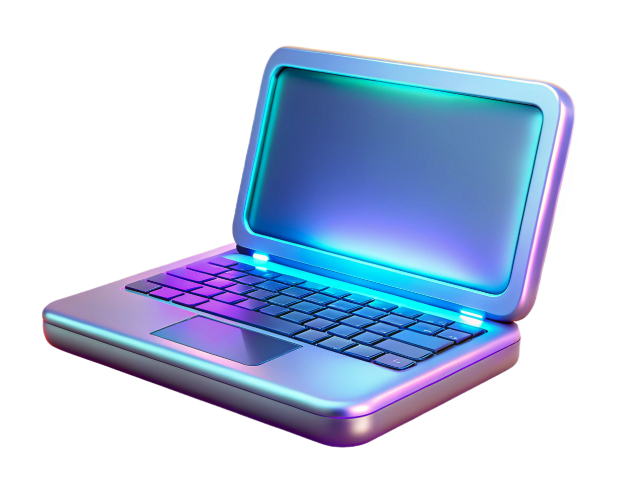 Neon Laptop, Glowing Keyboard, Modern Technology, Digital Device, Bright Screen, Futuristic Design, png