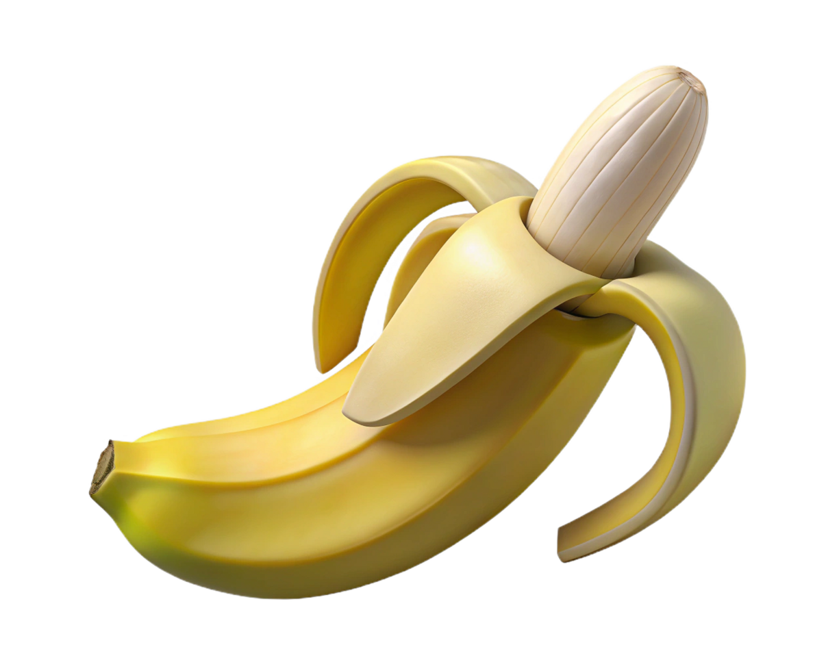 Partially Peeled Ripe Banana, Digital 3D Render, Yellow Fruit png