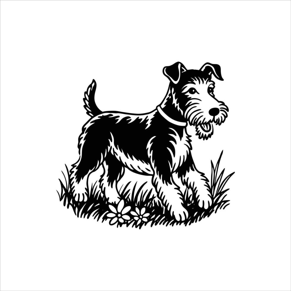 Airedale terrier playfully running vector