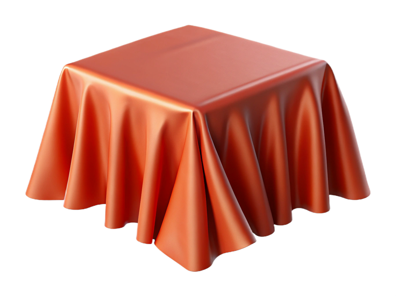 Orange Satin Tablecloth Draped Square Table, Smooth Fabric png