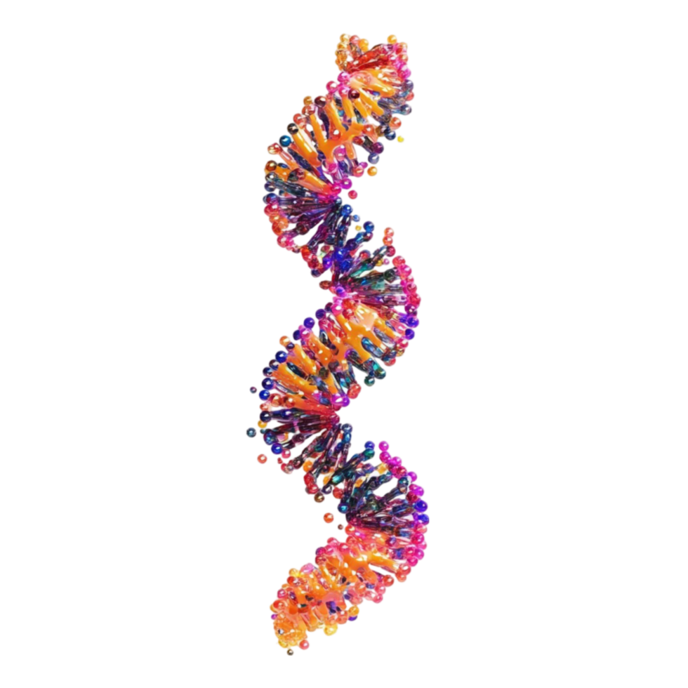 DNA Strand with Vibrant Colorful Dots png