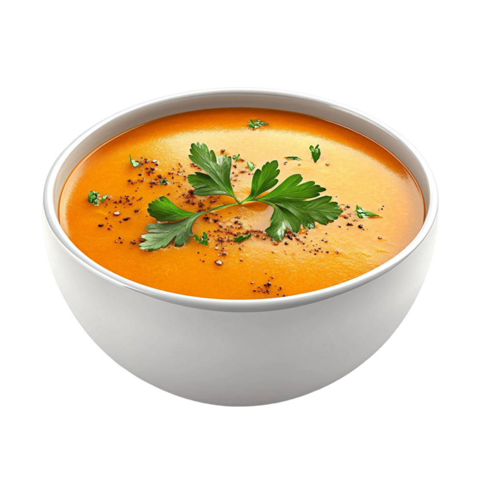 cremoso naranja sopa con perejil png