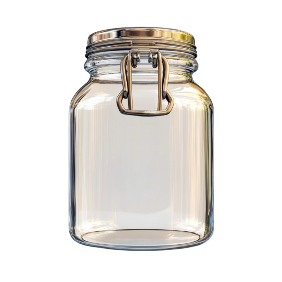 Empty Glass Jar with Gold Lid png
