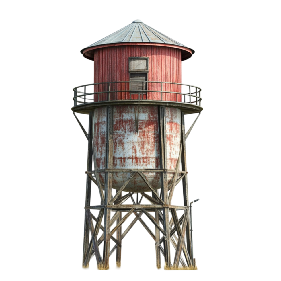 Vintage Red Water Tower png