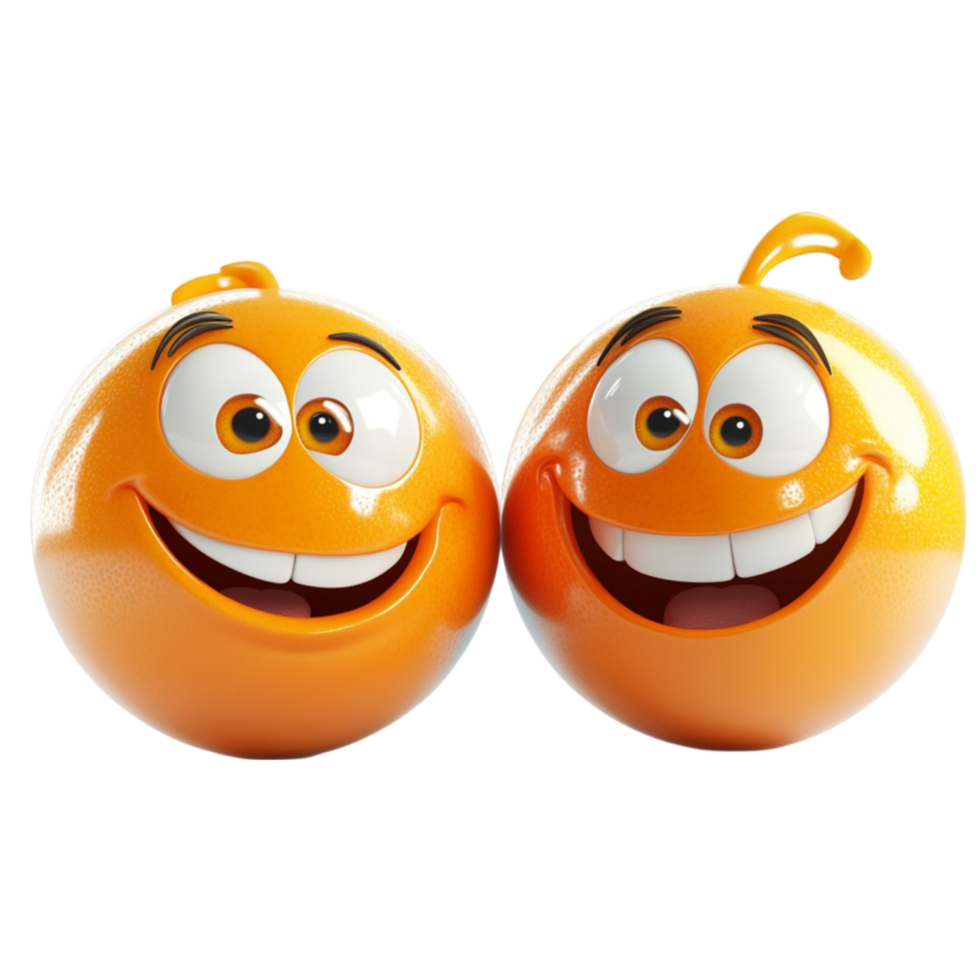 Cheerful Orange Cartoon Pair png
