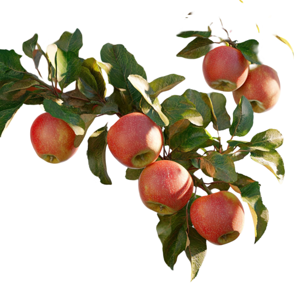 Ripe Red Apples on Branch png