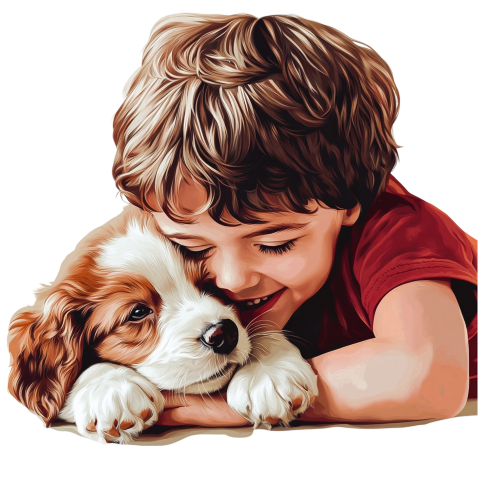 Boy Playing with Dog Companion png