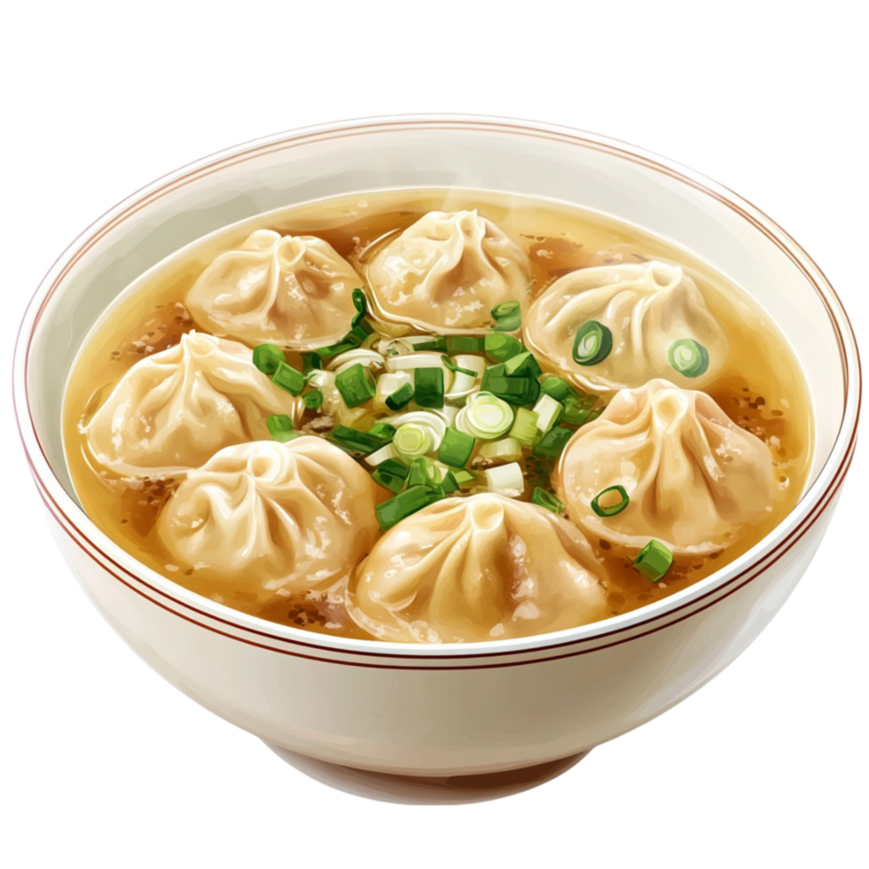 Bowl of Dumplings in Soup png