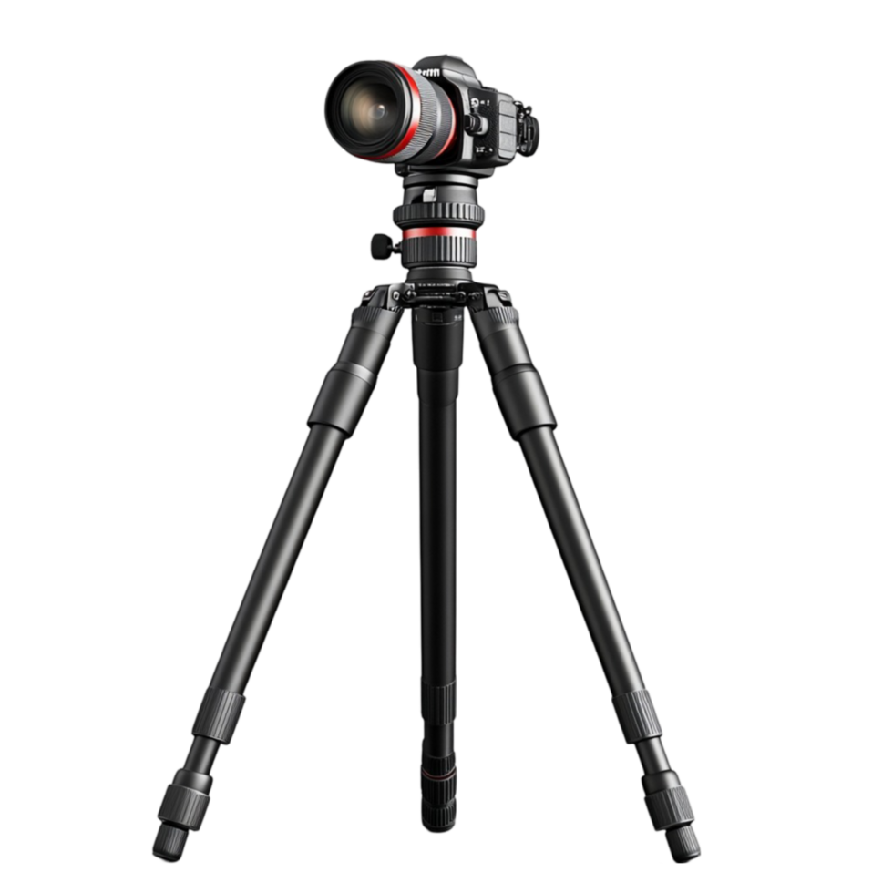Stable Tripod Supporting a Professional Camera png