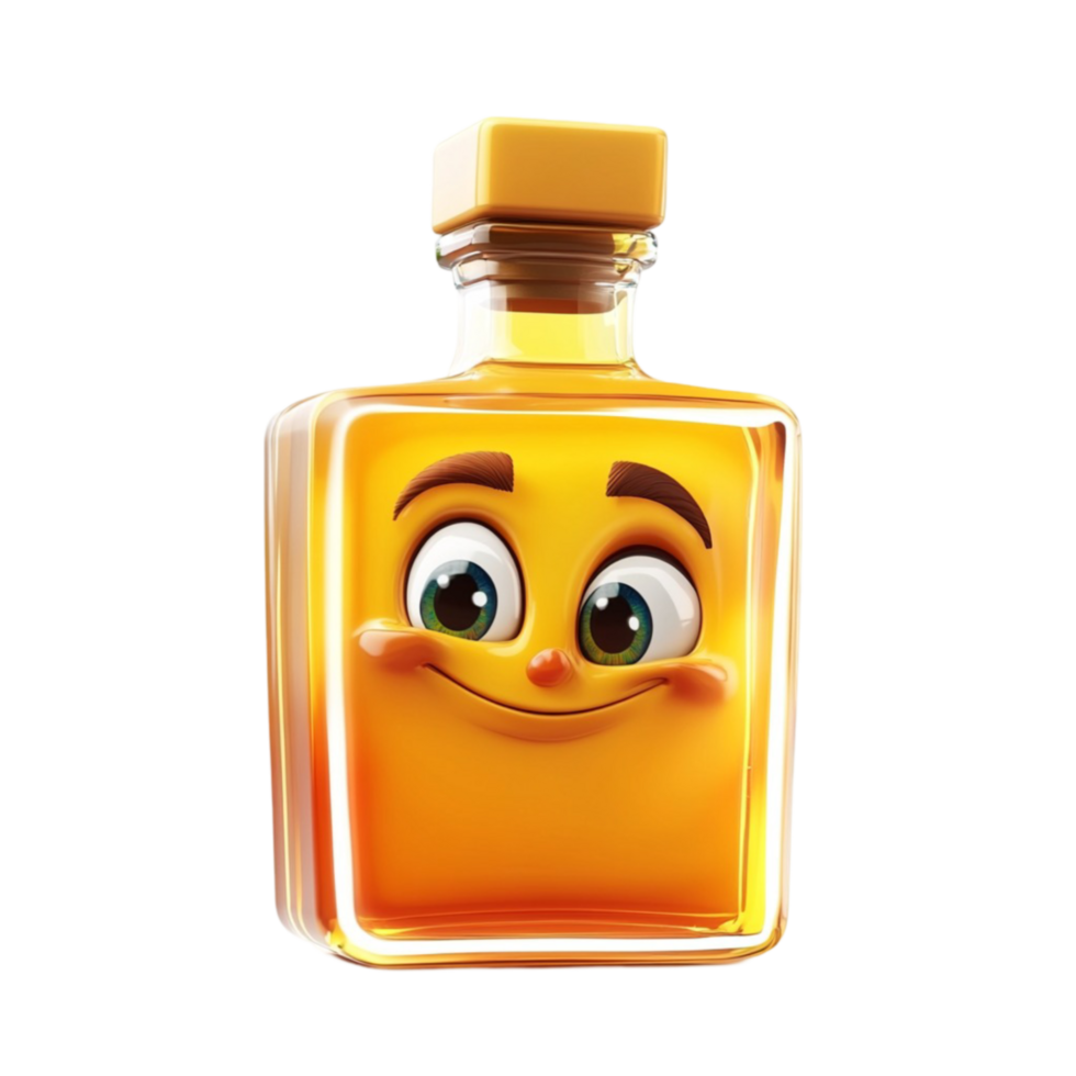 Cartoon Honey Bottle with a Smiley Face png