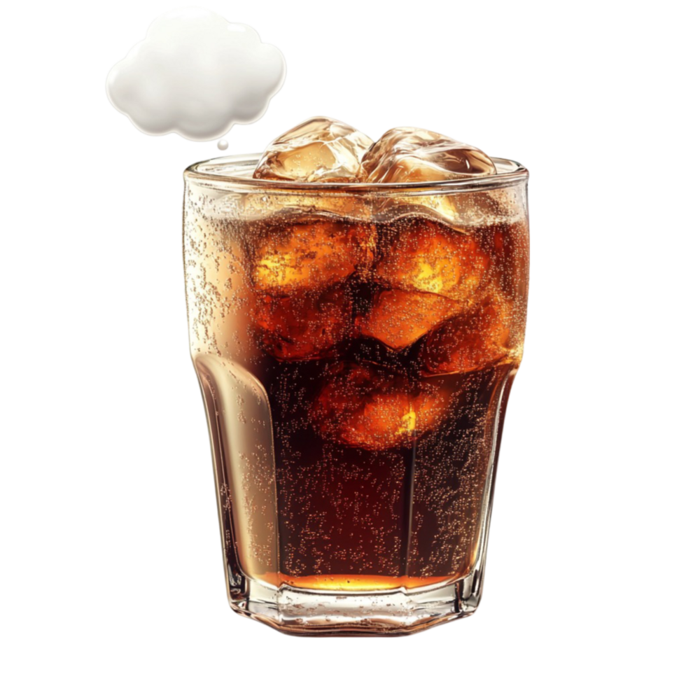 Refreshing Iced Cola Glass with Foam png
