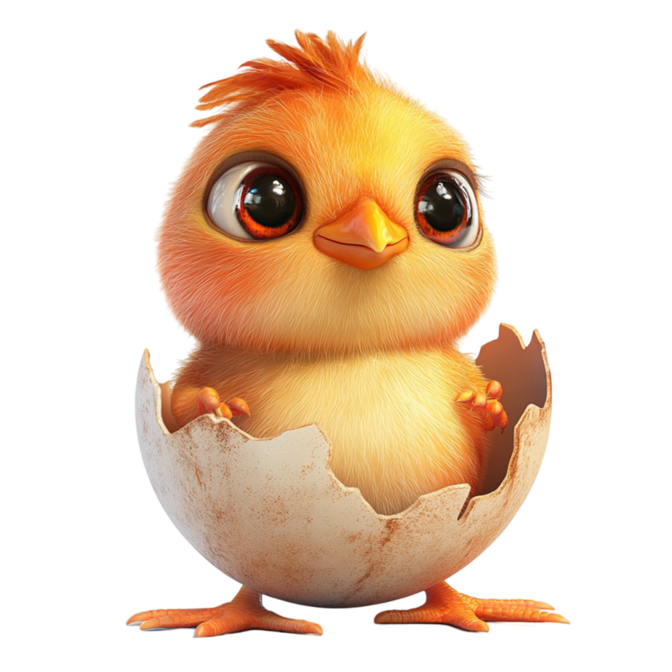 Fluffy Orange Chick with Whimsical Appearance png
