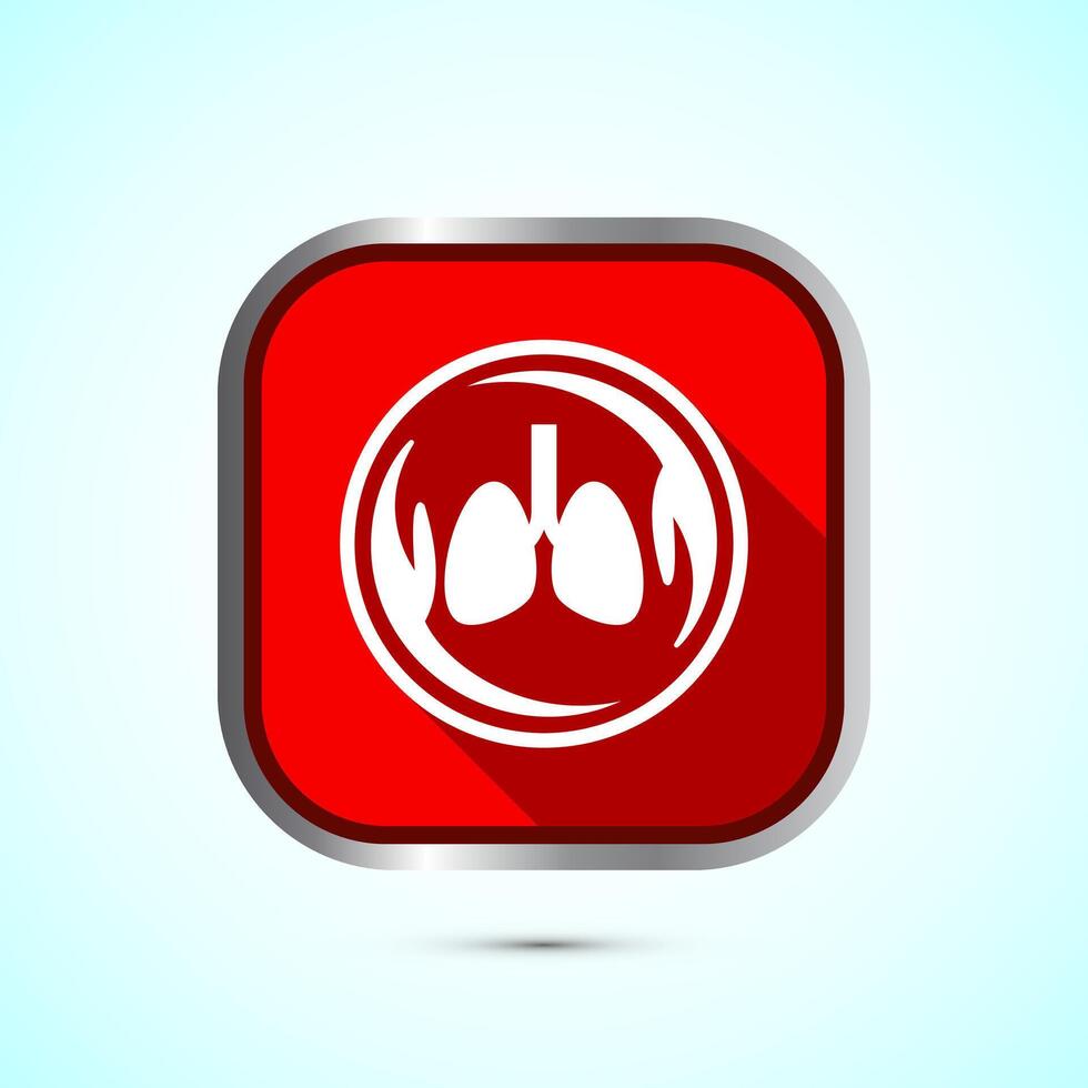 Lungs health care icon design illustration. Healthcare and medical icon sign. Red shadow button design vector