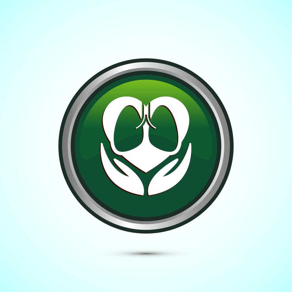 Lungs health care icon design illustration. Healthcare and medical icon sign. Green color round button design vector