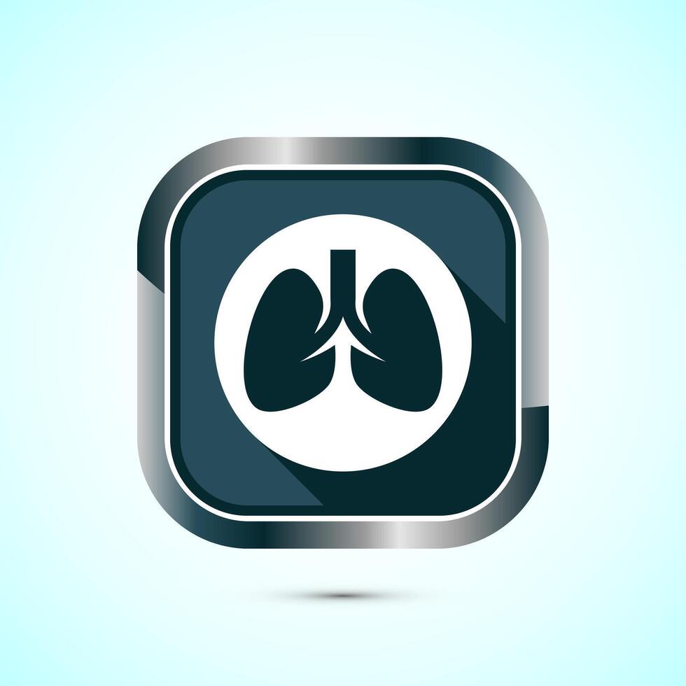Lungs health care icon design illustration. Healthcare and medical icon sign. Gray shadow button design vector