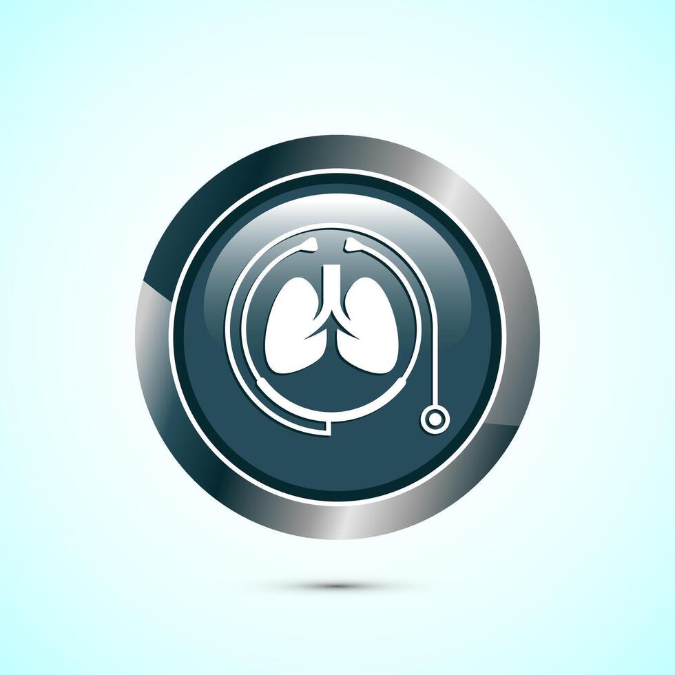 Lungs health care icon design illustration. Healthcare and medical icon sign. Gray color round button design vector