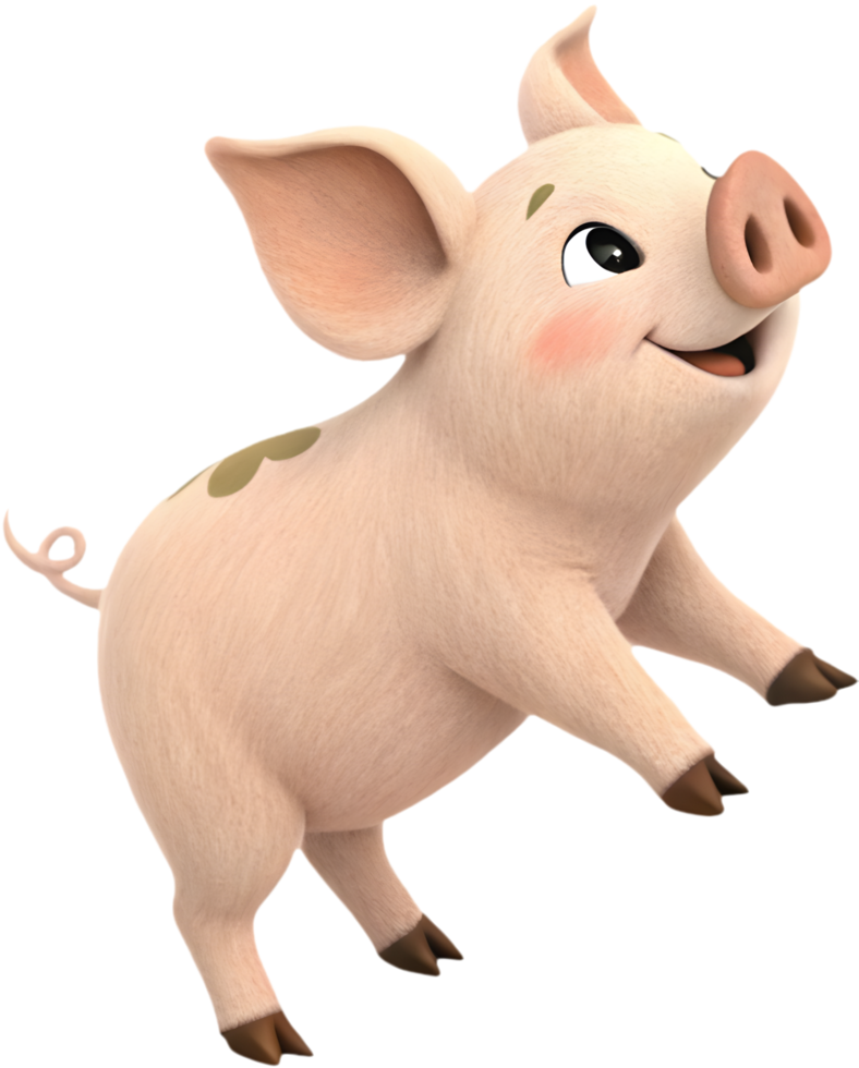 Miniature Cartoon Pig Perfect for Kids Art Designs. . png