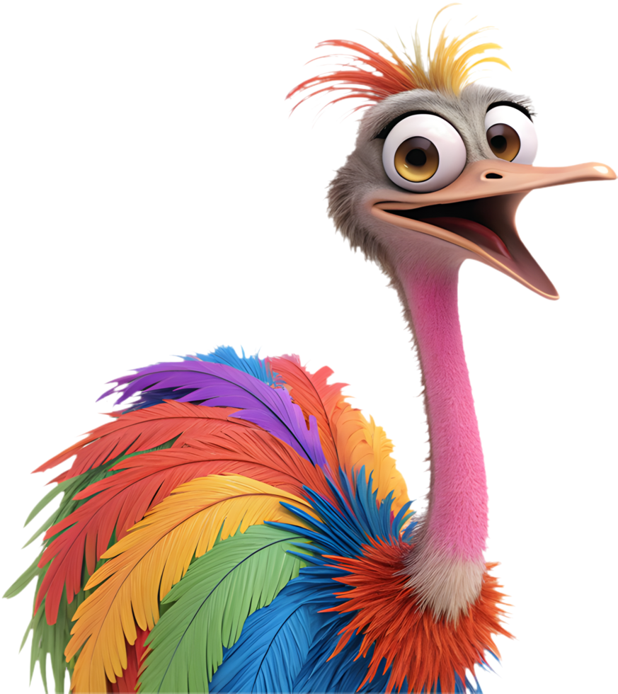 Playful Ostrich Artwork for Kids Crafting and Decorations. . png