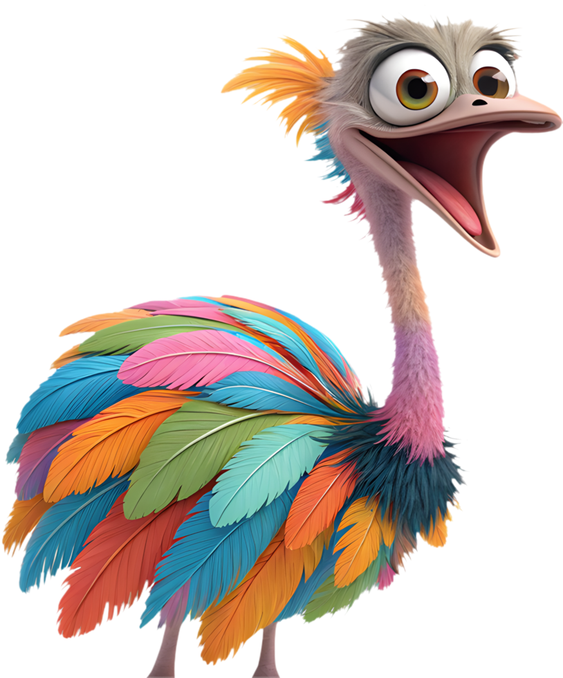 Cute Ostrich Cartoon Illustration for Kids Party Invitations. . png