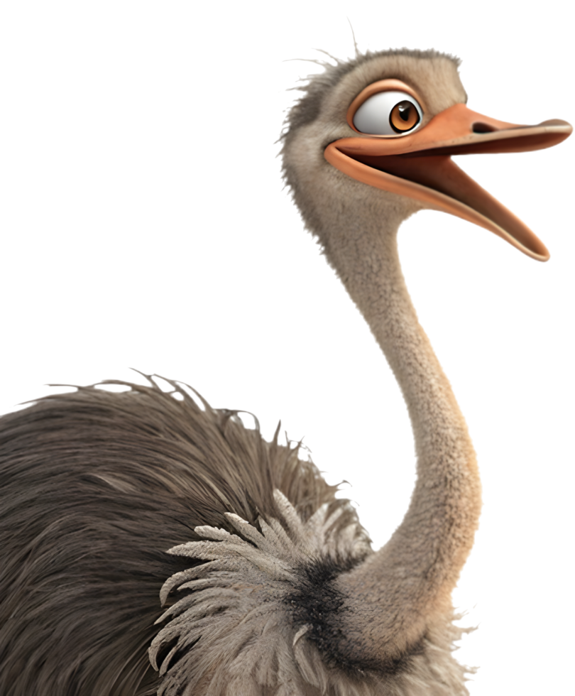 Cute Fluffy Ostrich Cartoon Character for Playful Designs. . png