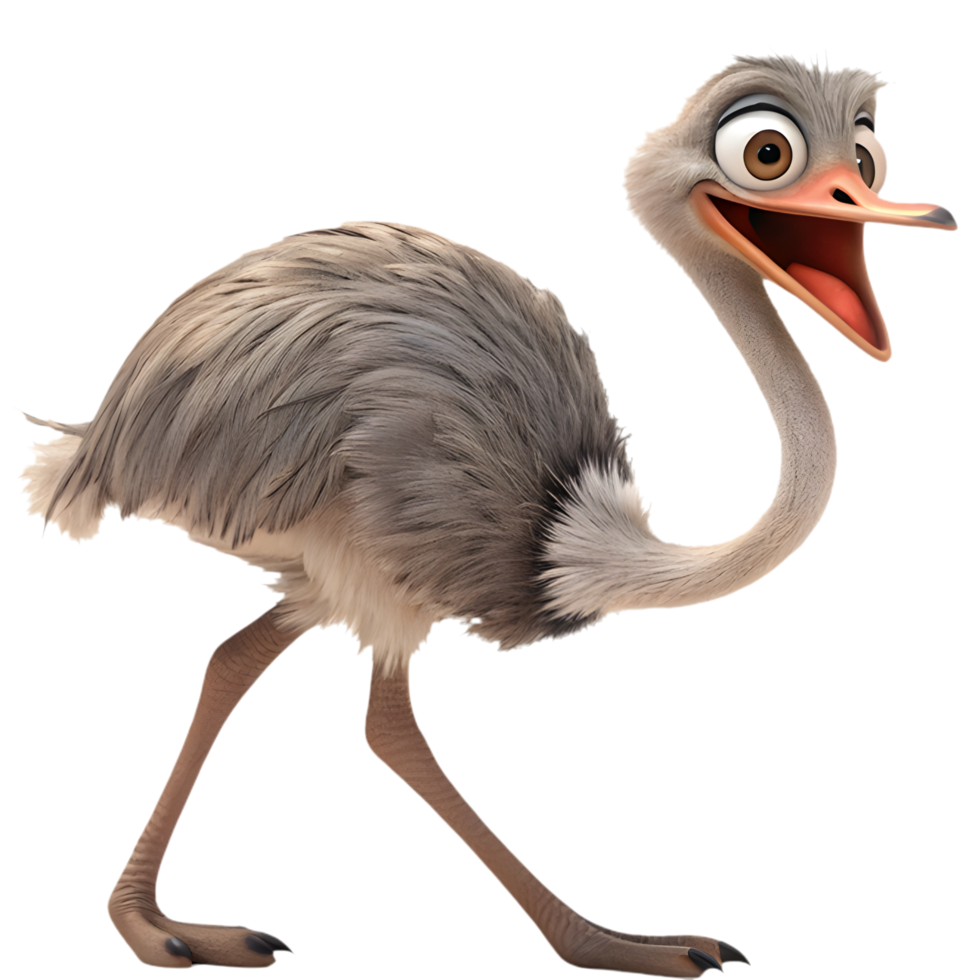 Cute Ostrich Cartoon Character for Branding and Crafting. . png