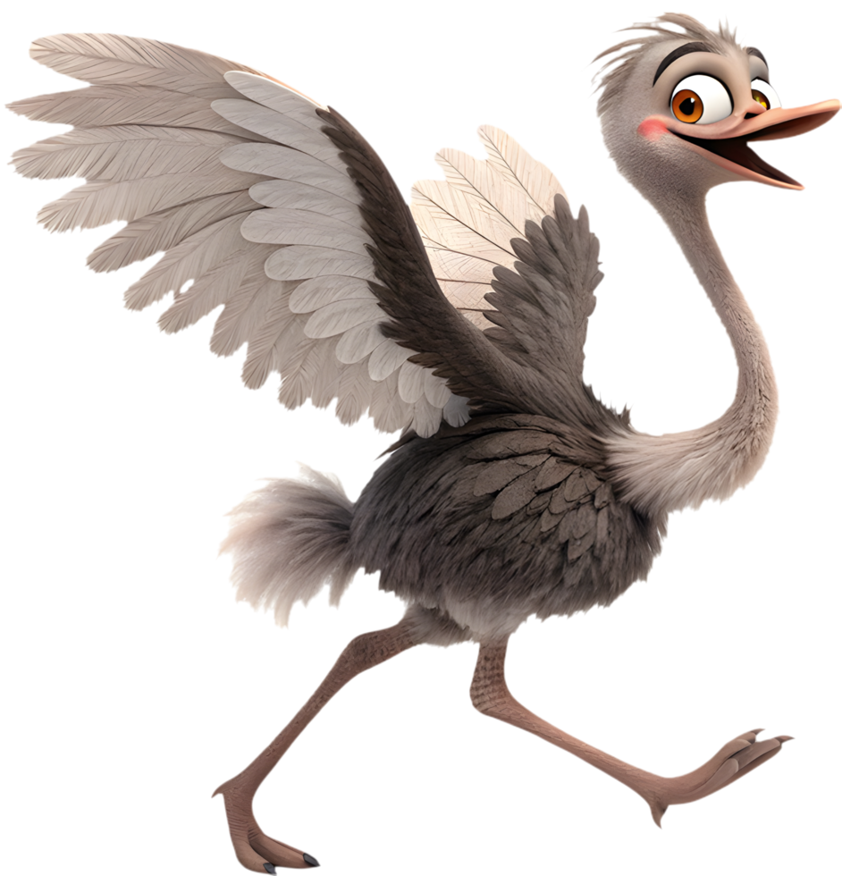 Whimsical Ostrich Digital Artwork for Social Media Graphics. . png