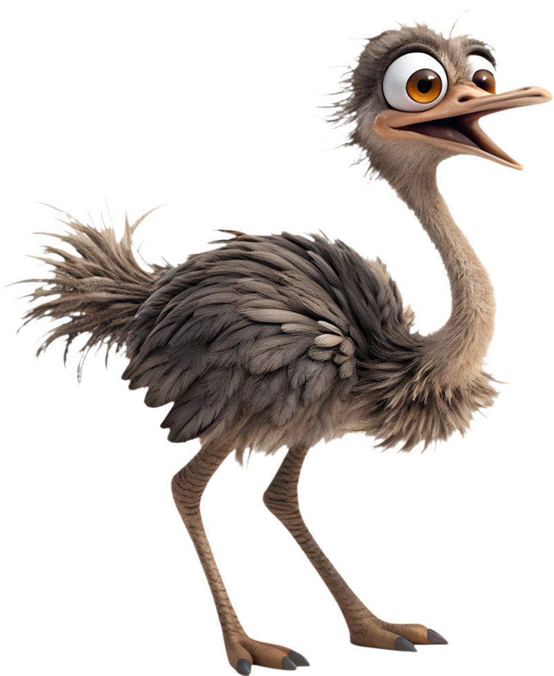 Fluffy Ostrich Digital Art Ideal for Kids Craft Ideas. . png