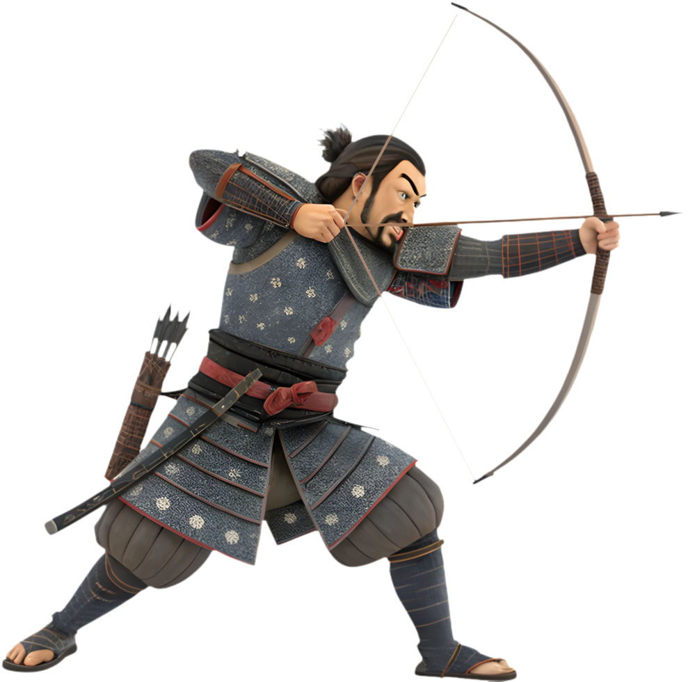Dynamic Samurai Clipart in Classic Combat Pose. . png