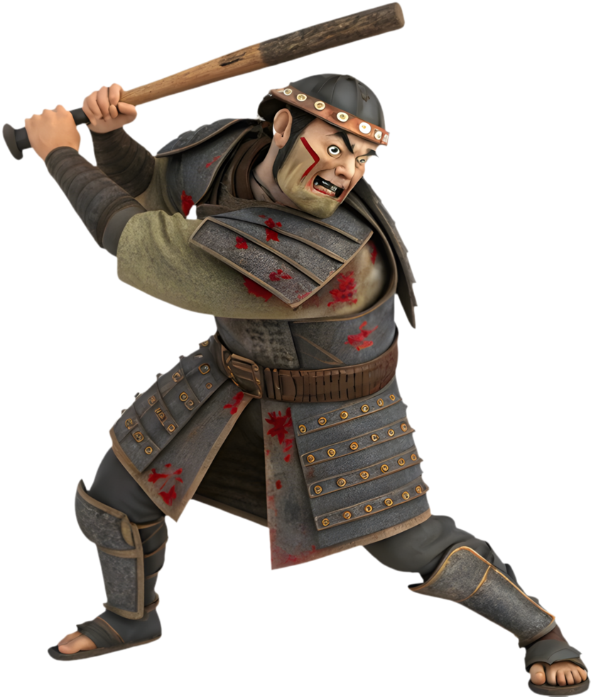 Dynamic Samurai Clipart in Classic Combat Stance. . png