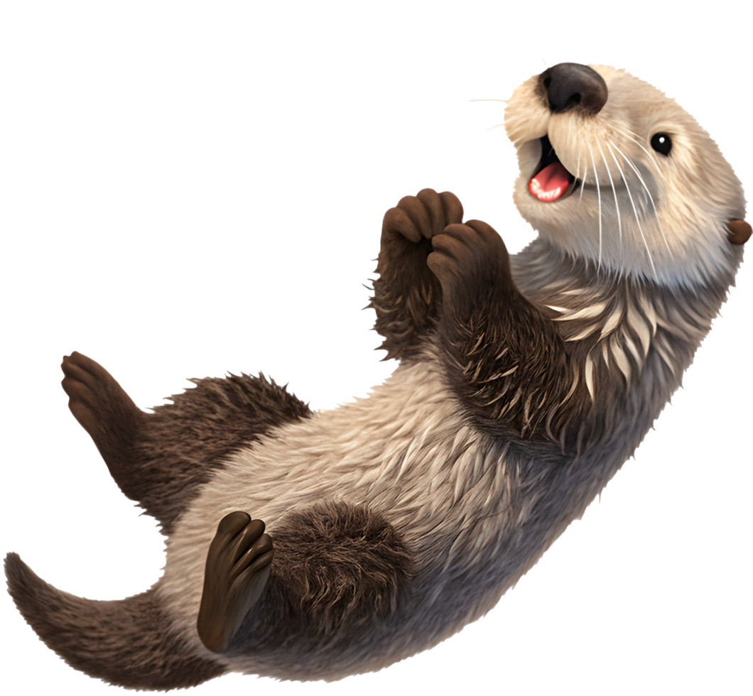 Fluffy and Playful Sea Otter Cartoon for Designs. . png