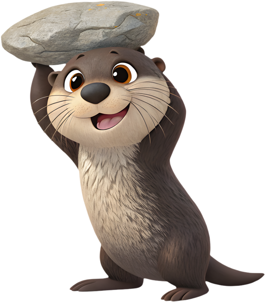 Cute and Fluffy Sea Otter Character for Fun Designs. . png