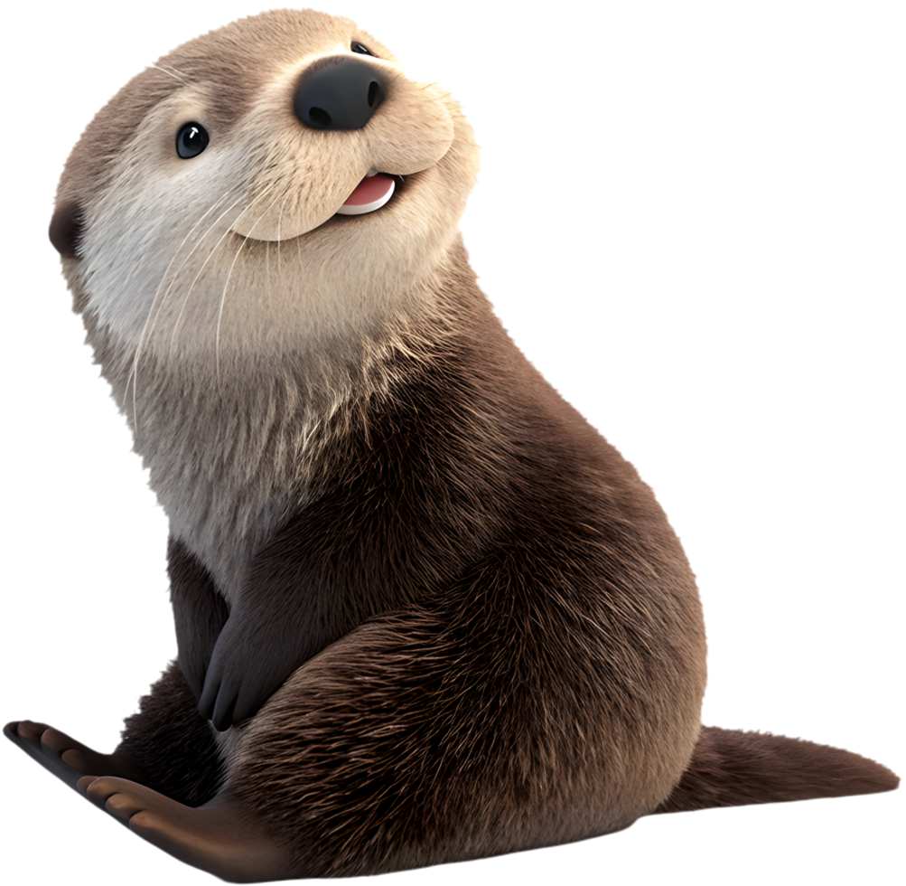 Joyful and Adorable Sea Otter Cartoon for Fun Designs. . png