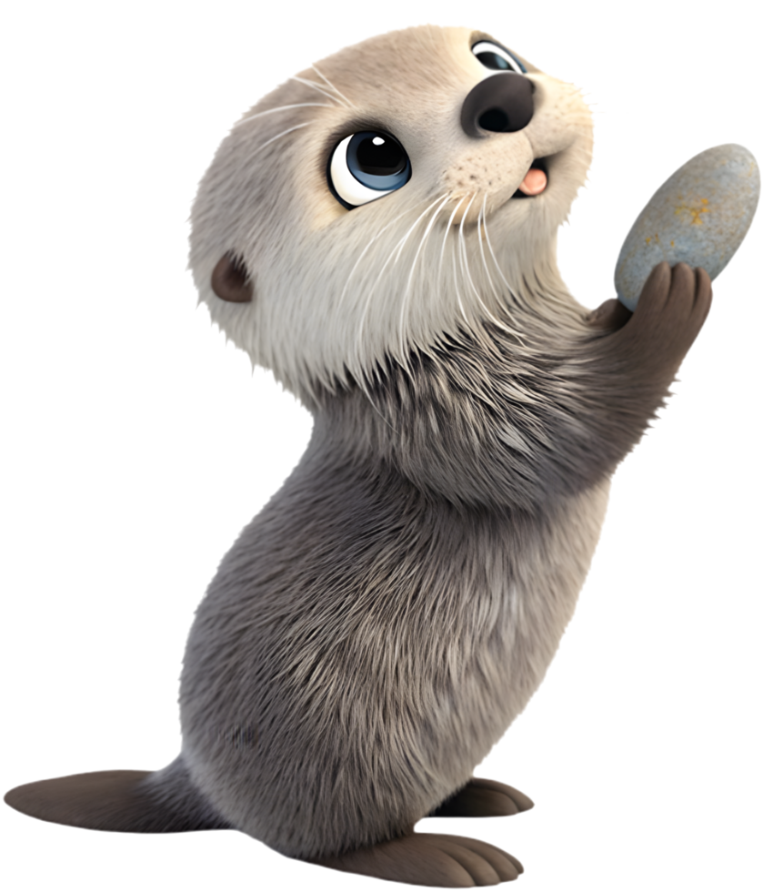 Cartoon Sea Otter with Friendly and Playful Appeal. . png